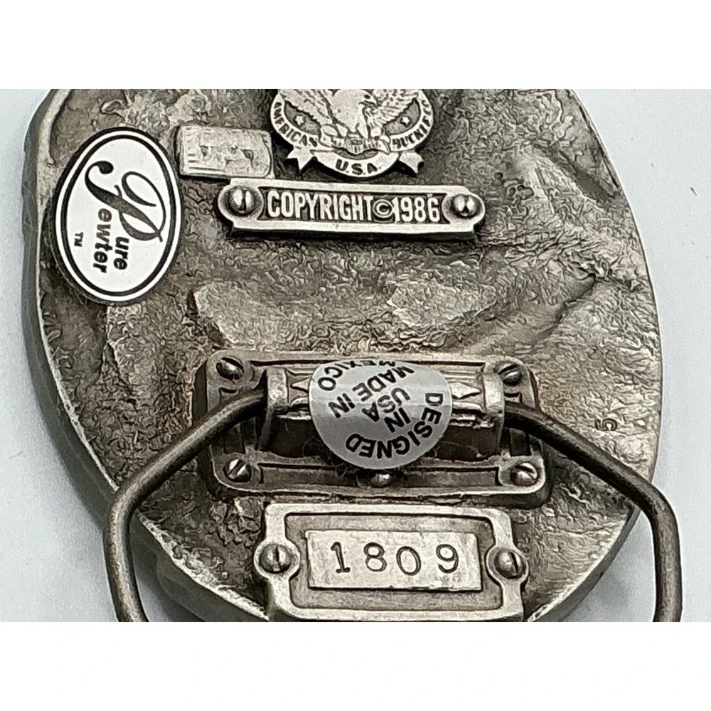 Vintage 1986 The Great American Buckle Co Linesman Pewter Belt Buckle 1809‎ Mens